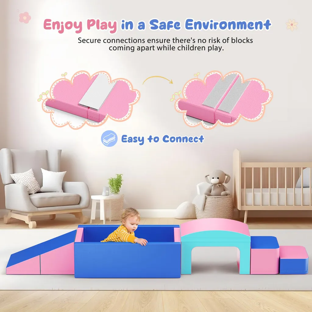 Jouer sans risque : Blocs mousse Softplay pour grimper et ramper - 9 pièces