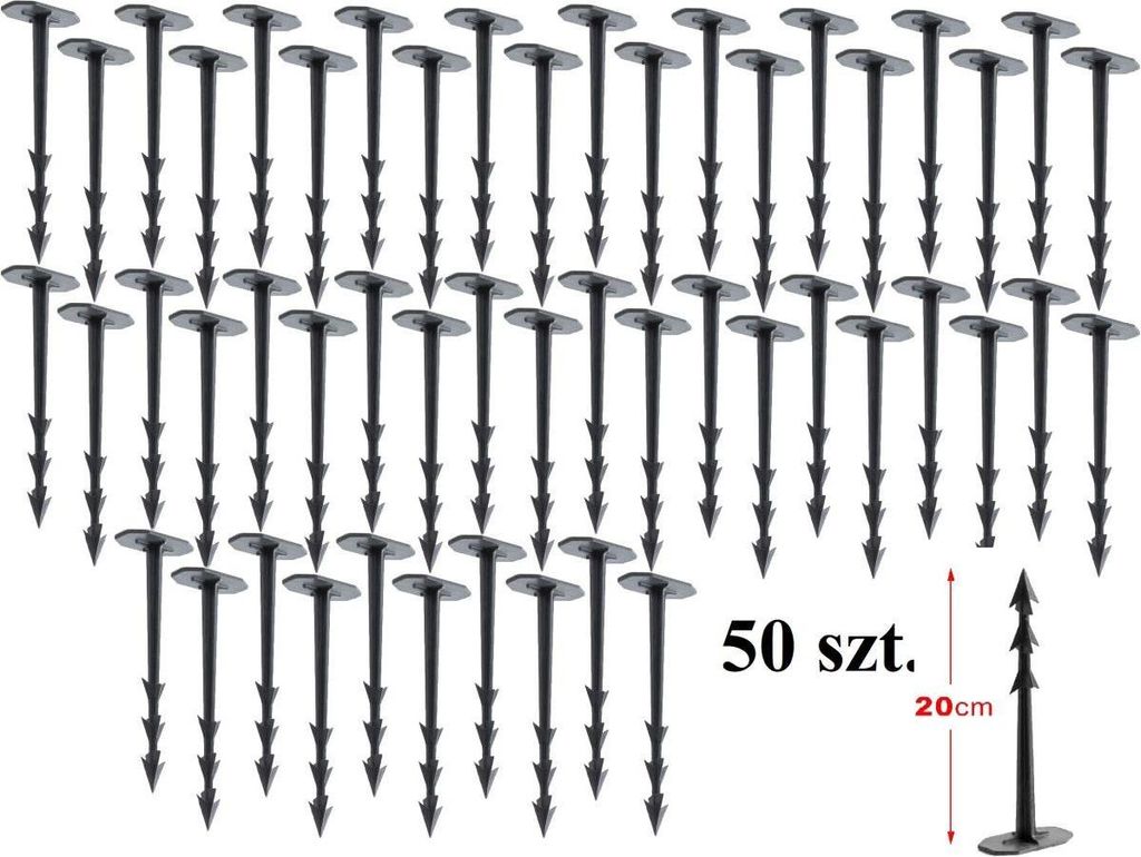 Zemědělské netkané geotextilie 20,9 cm 50 ks. Kotvy černé Obrázek produktu 