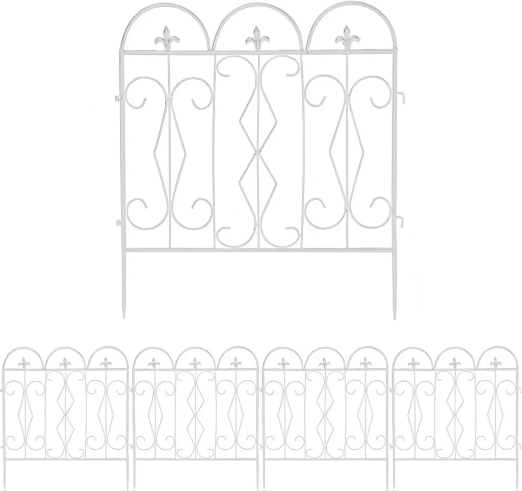 WISFOR Clôture de parterre blanche en métal lot de 5 pièces pour jardin