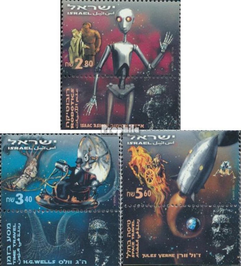 Briefmarken Israel 2000 Mi 1573-1575 mit Tab (kompl.Ausg.) FDC Science-Fiction-Literatur