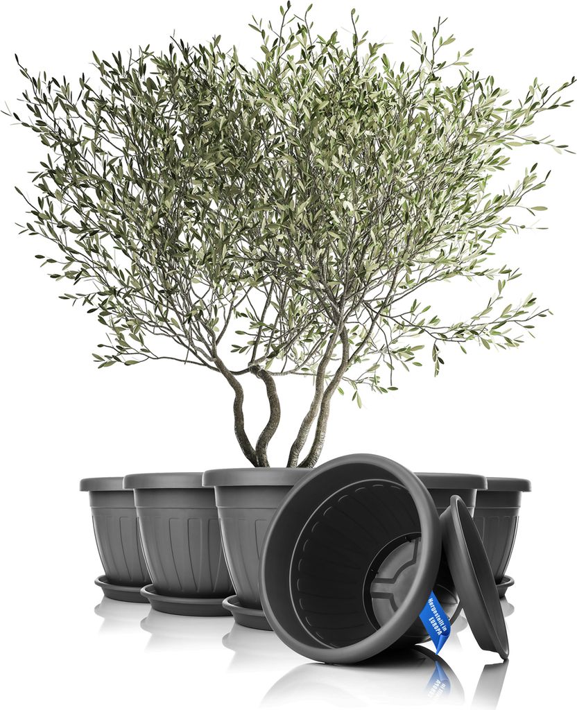 BigDean 6X Pot de fleurs avec soucoupe, rond, ø50 x H38 cm, Image du produit 