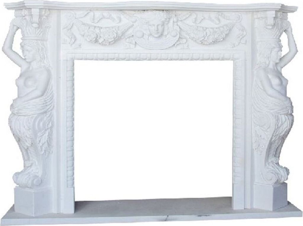 Casa Padrino Luxus Barock Kaminumrandung Weiß 180 x 40 x H. 140 cm - Prunkvolle Kaminumrandung aus hochwertigem Marmor - Deko Accessoires im Baroc...