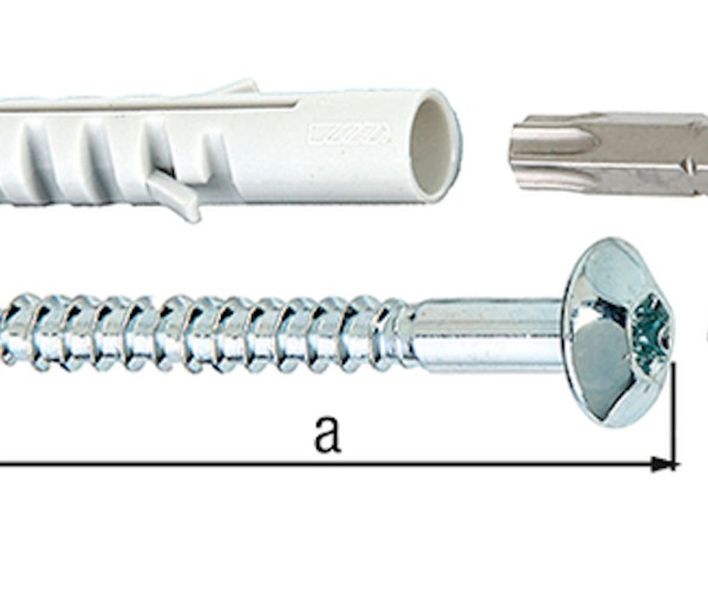 ALBERTS Befestigungs-Set 4 Schrauben und Dübel Stahl verzinkt Ø 7x105 mm mit Bit