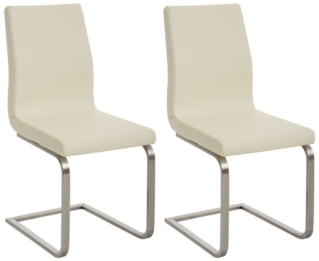CLP 2er Set Esszimmerstühle Belfort mit robustem Edelstahlgestell Farbe:creme