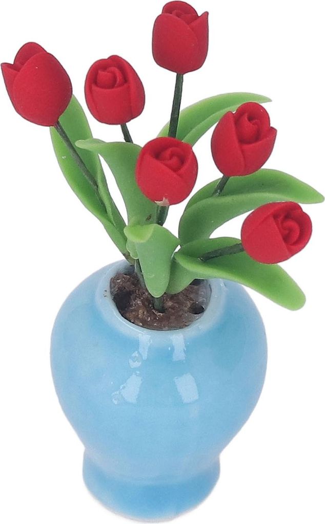 1/12 Miniatur Tulpe Topfpflanze Ton Wohnszene Puppenhaus Schreibtisch Dekoration Miniform