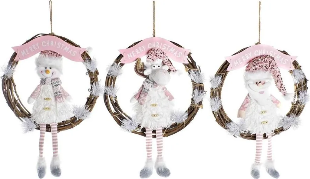 Set de 3 décorations Noël rotin 37x38cm DKD Home Decor style bohème chic