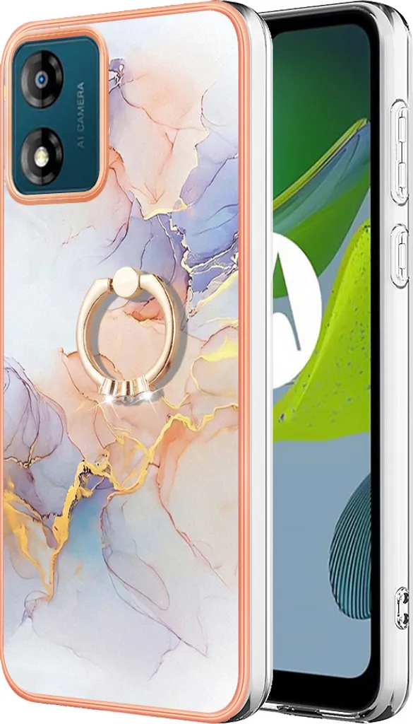 Custodia Motorola Moto E13 Grigio Business - Supporto Anello Metallo