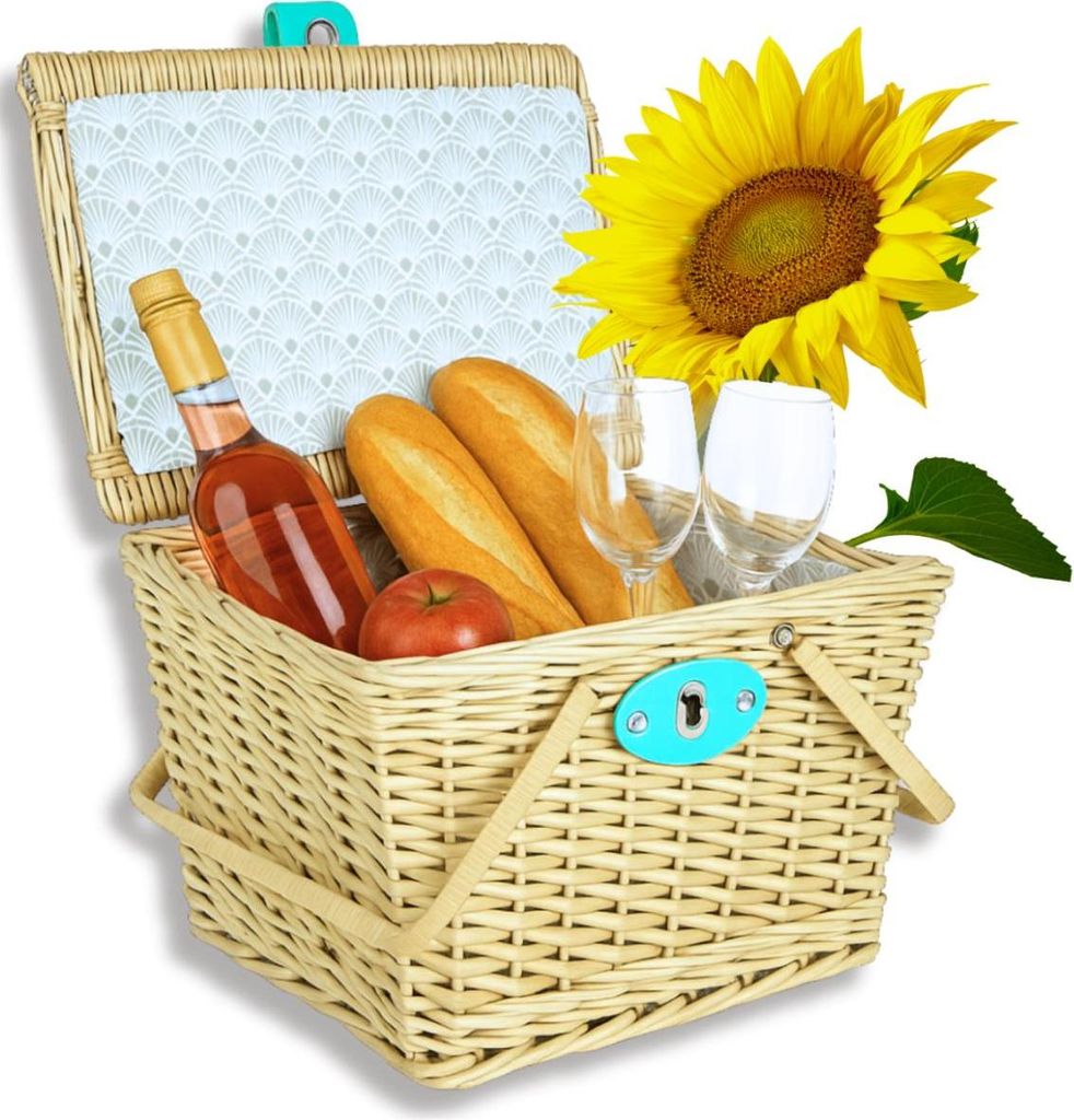 Weidenkorb Picknickkorb geflochten Geschenk Garten Datum wir schließen