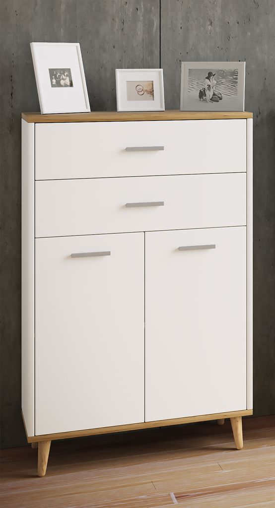 Landos Badschrank weiß, Eiche Nachbildung. Produktbild 1