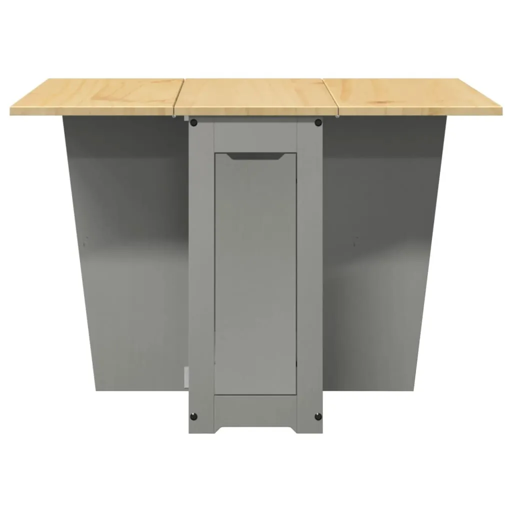 Table à manger modulable en pin massif gris avec abattants pliables