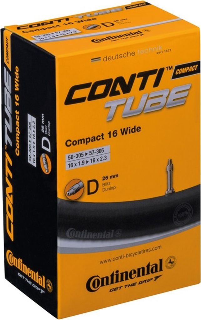 Continental 0181171 'Compact 16 wide' Schlauch, 16x1.90/2.125' (50/57-305), DV, schwarz