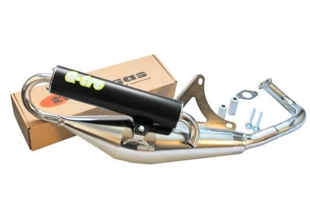 Auspuff Tecnigas Q-TRE CHROMED für Peugeot Motor vertikal z.B. für Peugeot Buxy, Zenith 50ccm