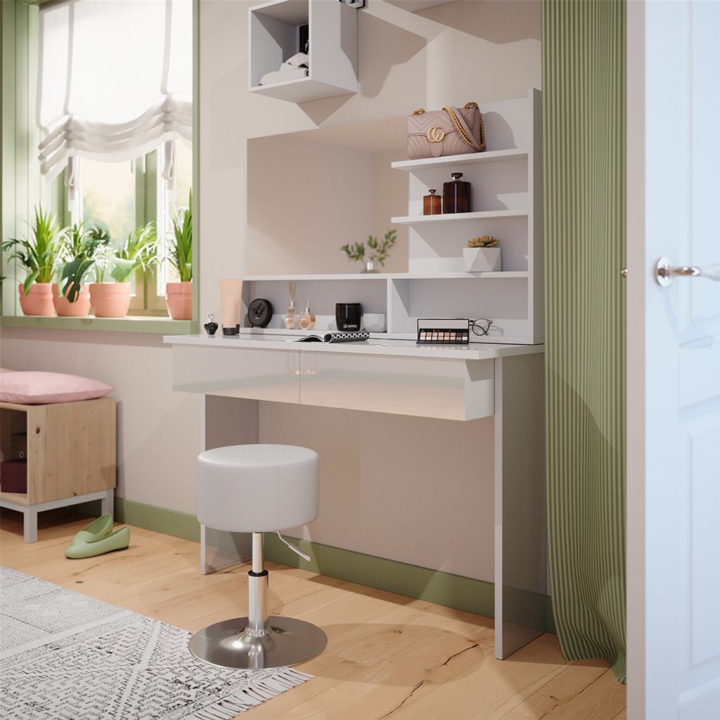 Schminktisch Vicco Azur Weiß 120 cm mit Hocker, Model 42876