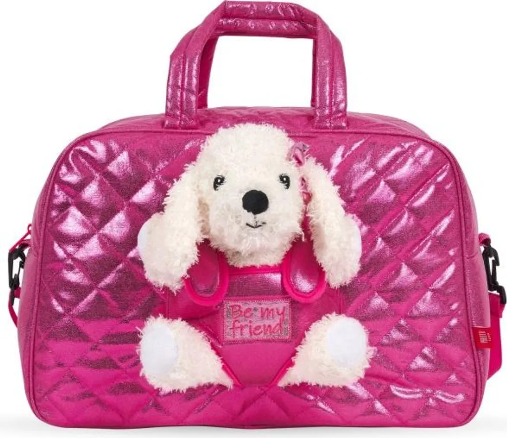 Sac de sport Perletti 13082 rose avec motif caniche et bandoulière