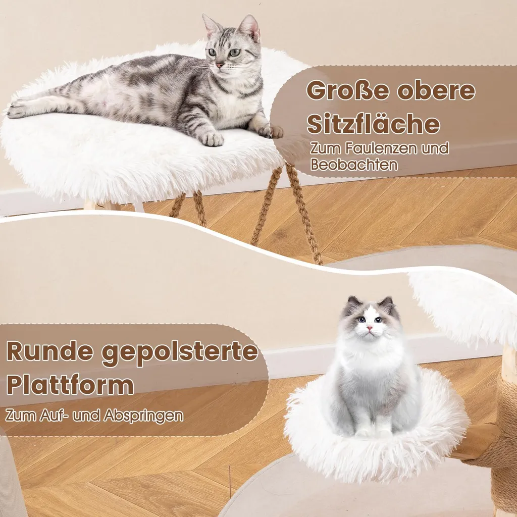 Arbre à chat multi-niveaux 123cm pour chat d'appartement en bois et jute