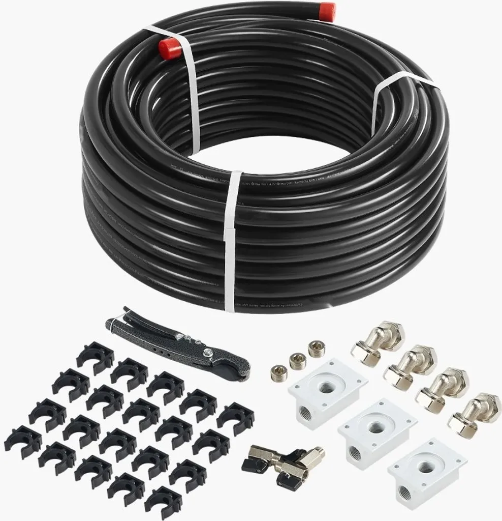 Kit tuyau d'air comprimé 30m x 19mm en HDPE/Alu noir pour atelier pro