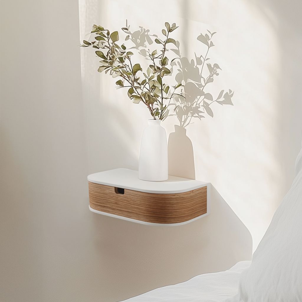 2-Layer Wandregal Weiß - Schweberegal 40x15x1,5cm Für Wohnzimmer, Küche & Büro