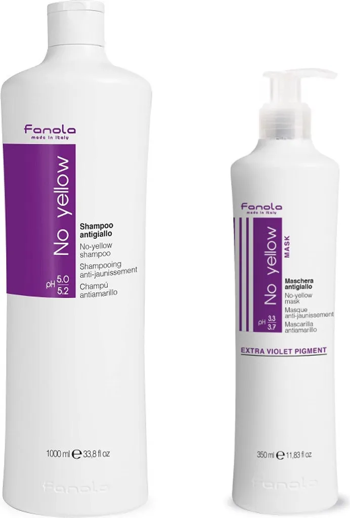 Fanola No Yellow Shampoo 1000ml + Mask 350ml