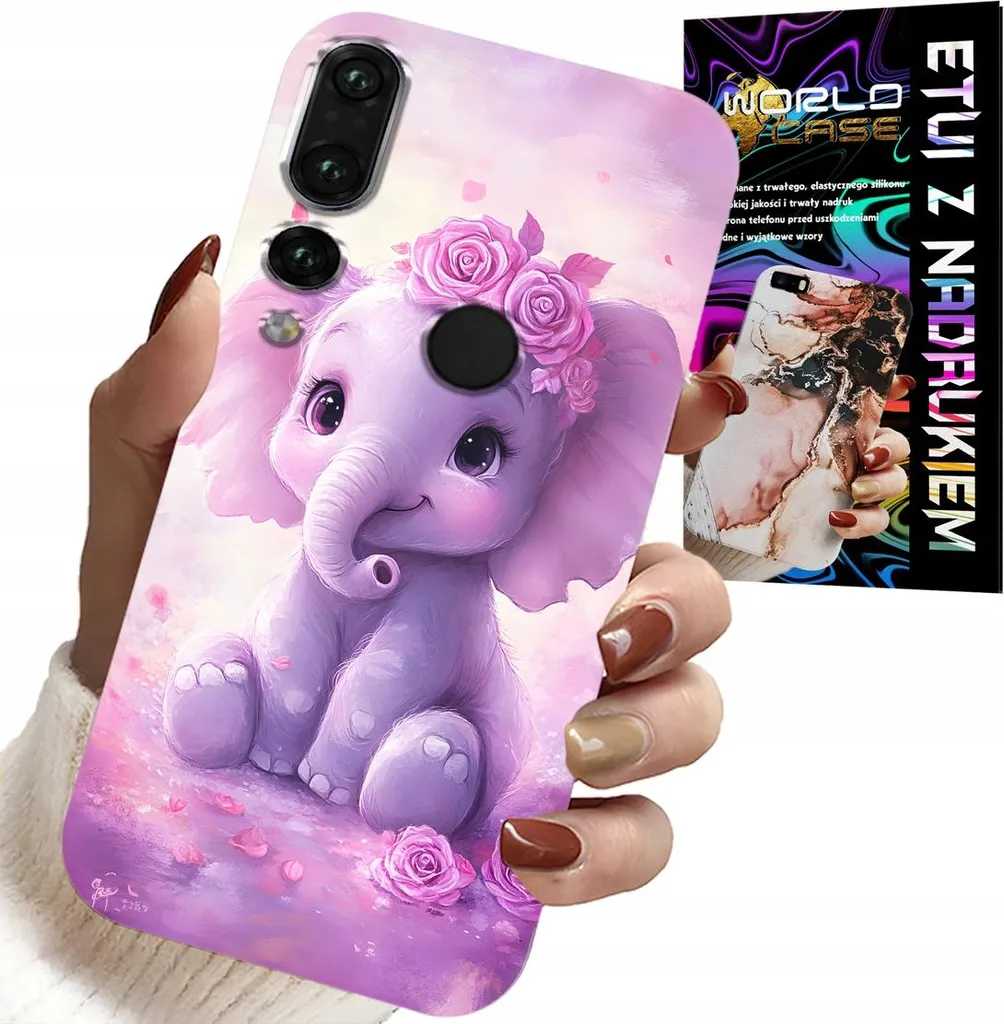 Custodia Per Huawei P20 Pro - Simpatico Elefante Su Sfondo Rosa Custodia + Pellicola