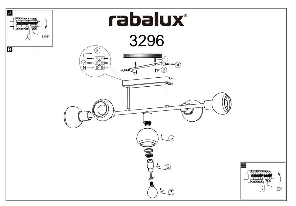 Éclairage Plafonnier Orientable 5 Spots Sullivan pour Grand Espace