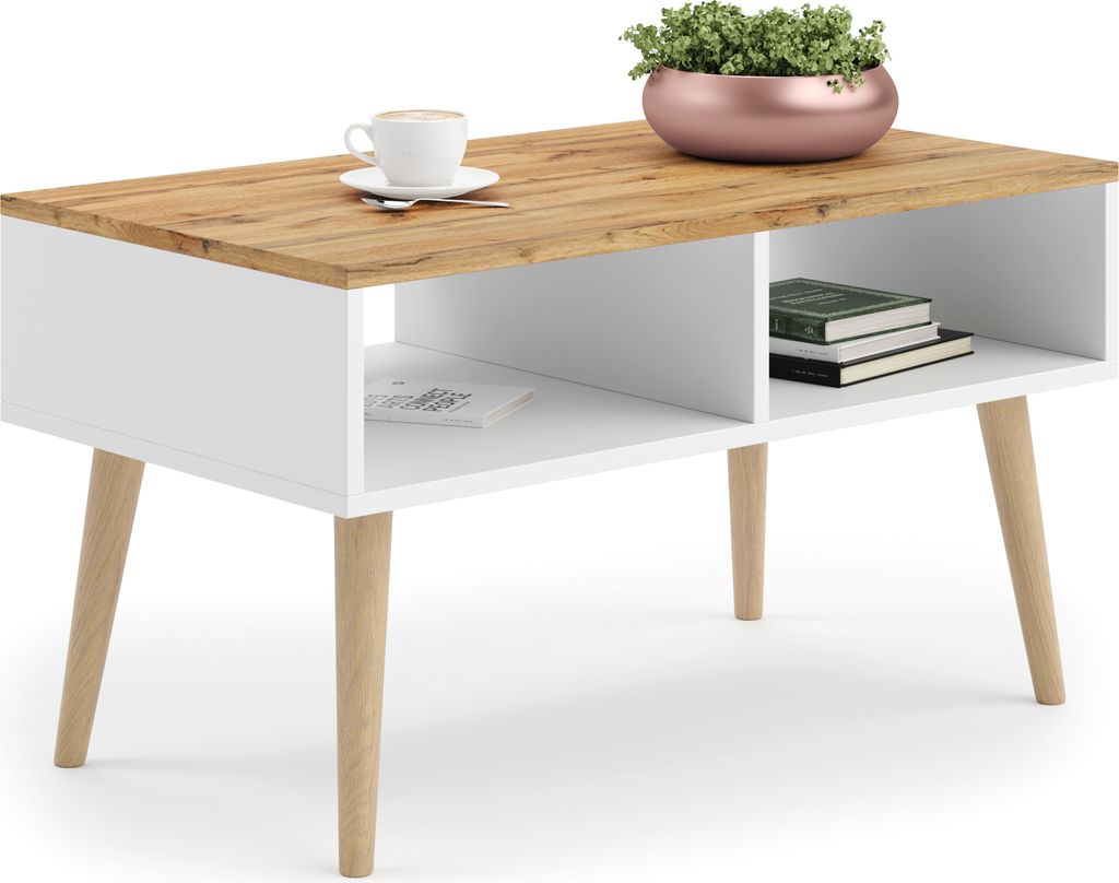 Robuster Couchtisch SANDI, Moderner Wohnzimmertisch mit Stauraum, Ideal fŸr Wohnzimmer und Lounge