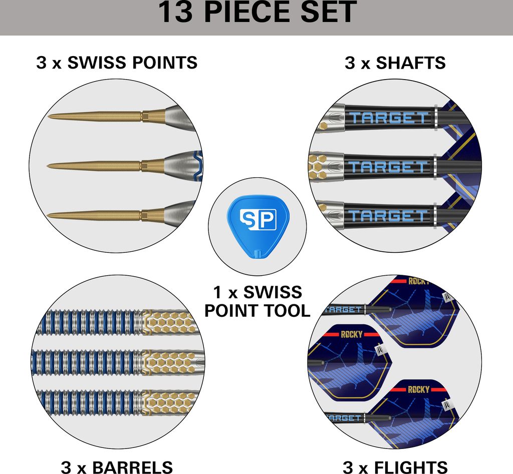 Target Darts Josh Rock Gen 1 Steel Tip Swiss Point Darts, 90% Tungsten Darts, Generation 1, 24G