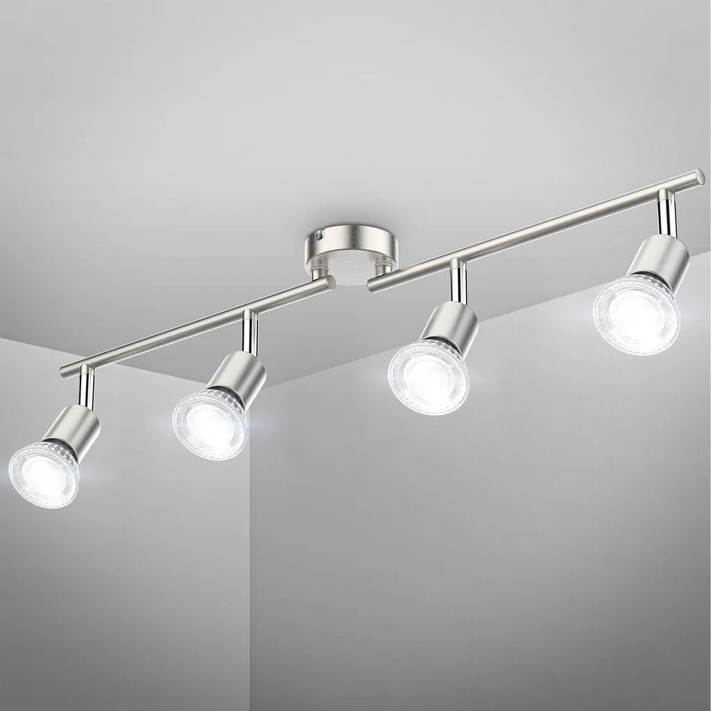 Plafonnier 4 Spots LED GU10 Orientables - Luminaire Plafond 4x5W Blanc