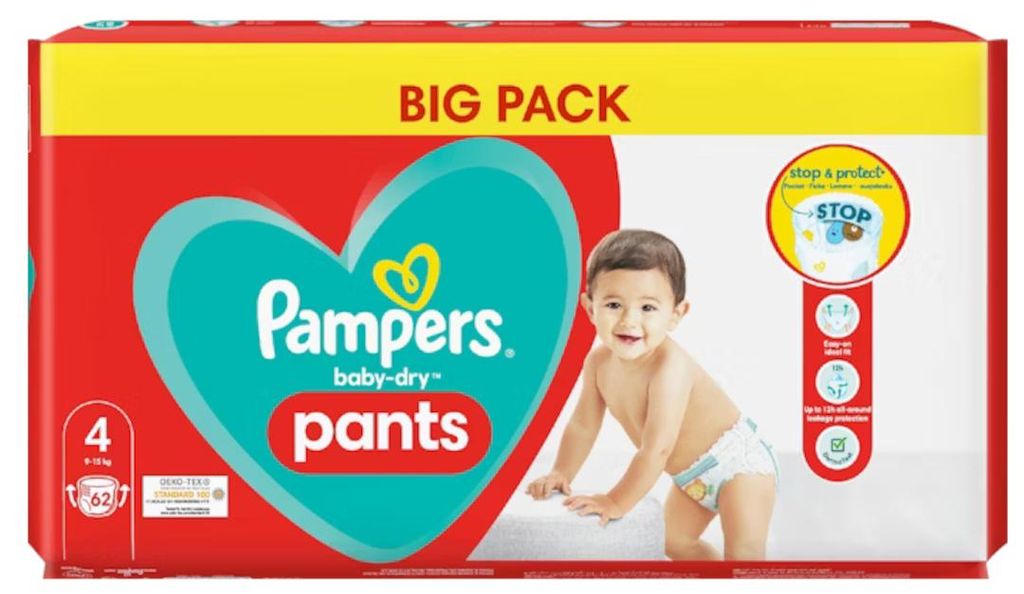 Pampers Baby dry luierbroekjes 62st maat 4 (9-15 kg) Produktbild 