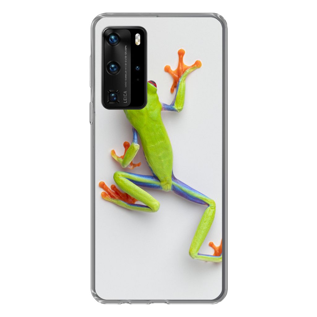 MuchoWow Handyhülle Schutzhülle Hülle für Huawei P40 Pro Frosch - Tiere - Grün Silikon Softcase Handy Hülle - Schutz