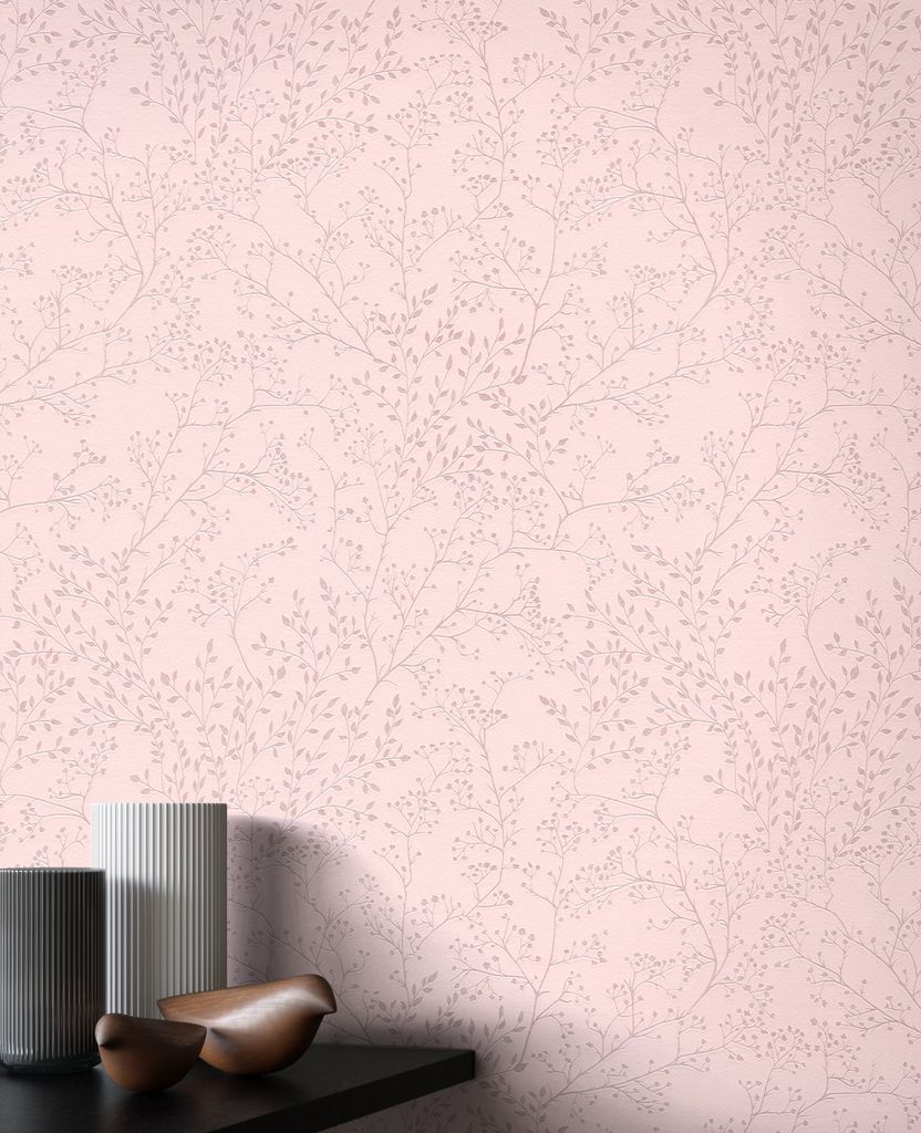 NEWROOM Tapete Rosa Vliestapete Blumen - Blumentapete Produktbild 