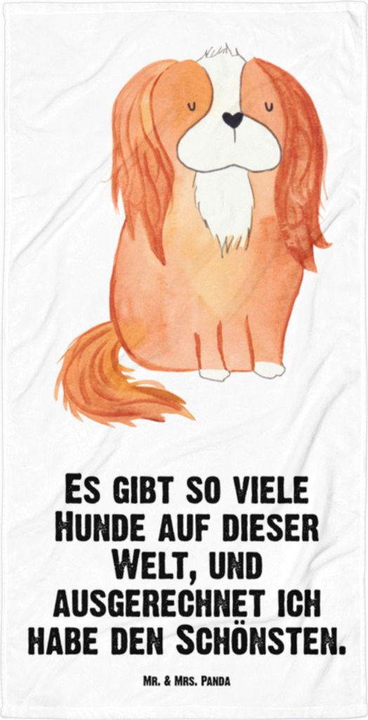 Mr. & Mrs. Panda Handtuch Hund Cavalier King Charles Spaniel - Weiß - Geschenk, Großes, Badehandtuch, Bester, Cockerspaniel, Strandtuch, Sprüche...