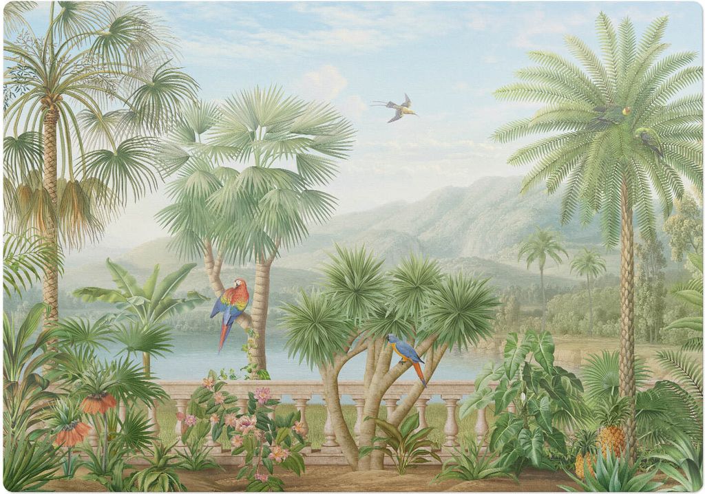 Tropische Landschaft – Bodenschutzmatte – Stuhlunterlage 100x70 cm – Rutschfest – Hartbodenmatte
