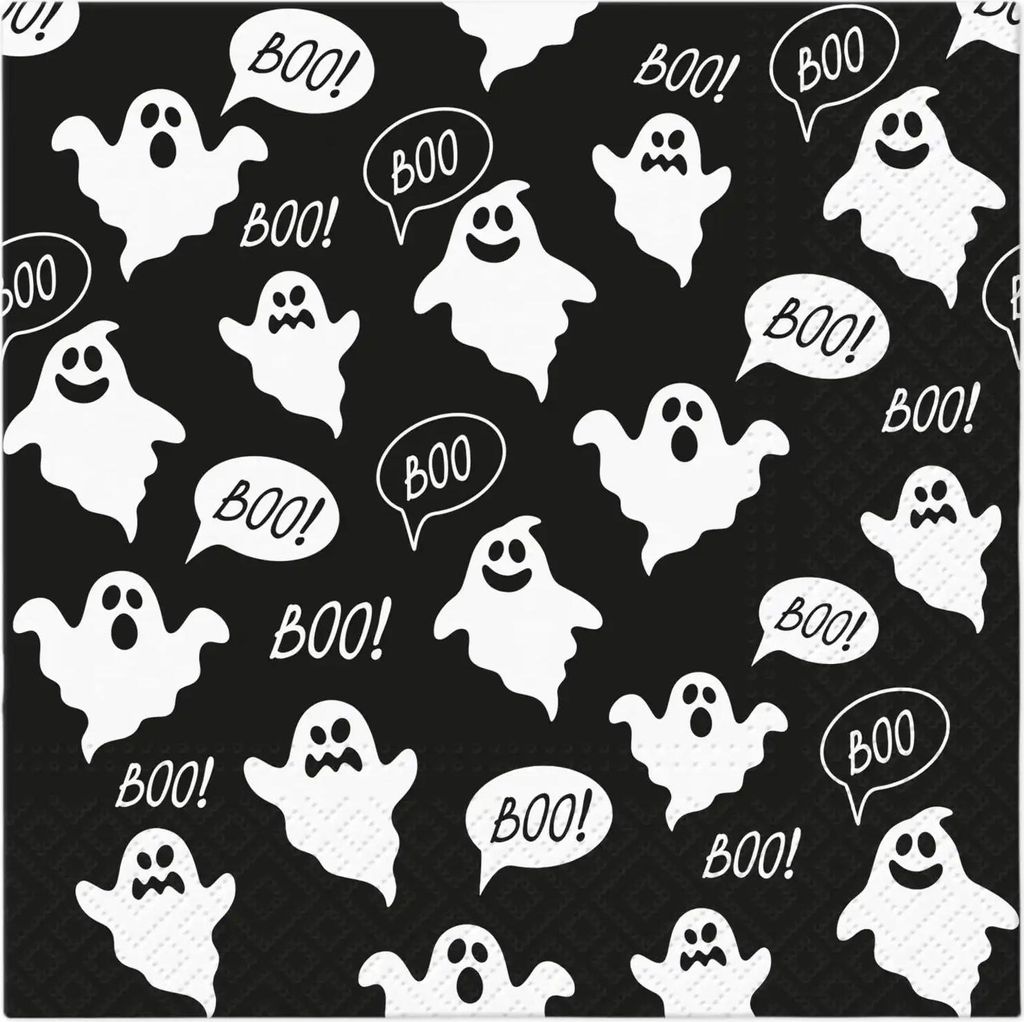 Servietten 33x33 cm - Boo (black)