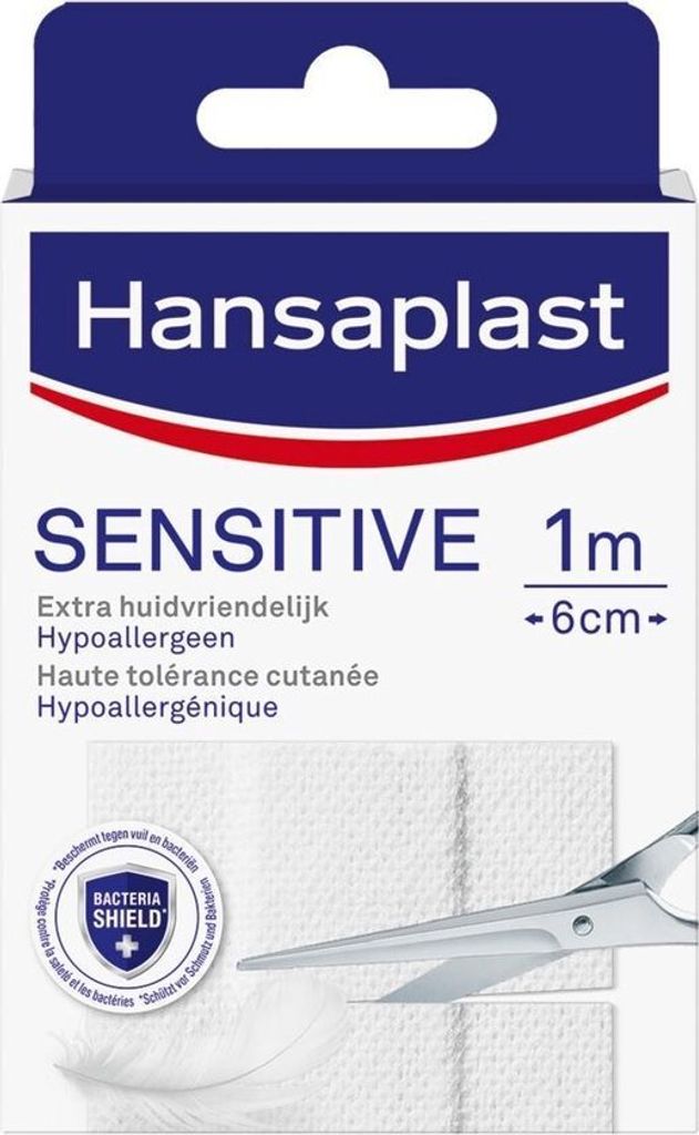Hansaplast Sensitive 1m x 6cm, 10 x 6 cm, Obdélníkový, Obrázek produktu 