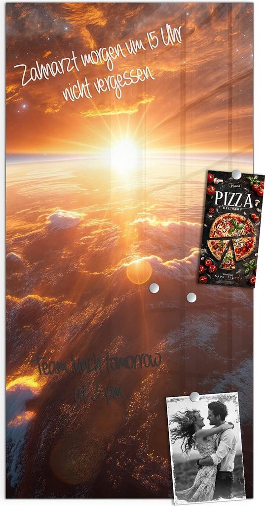Magnettafel 50x100cm Pinnwand Whiteboard beschreibbar - Sonnenaufgang Erde