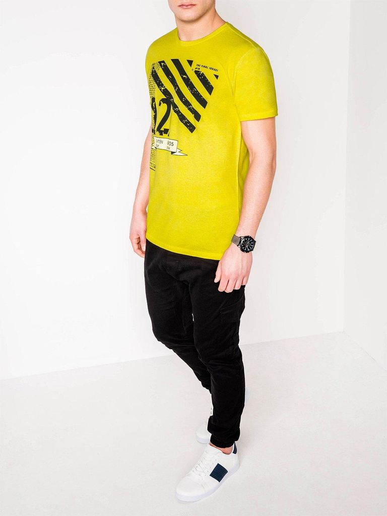 Ombre Clothing Herren-T-Shirt mit Aufdruck Final gelb S
