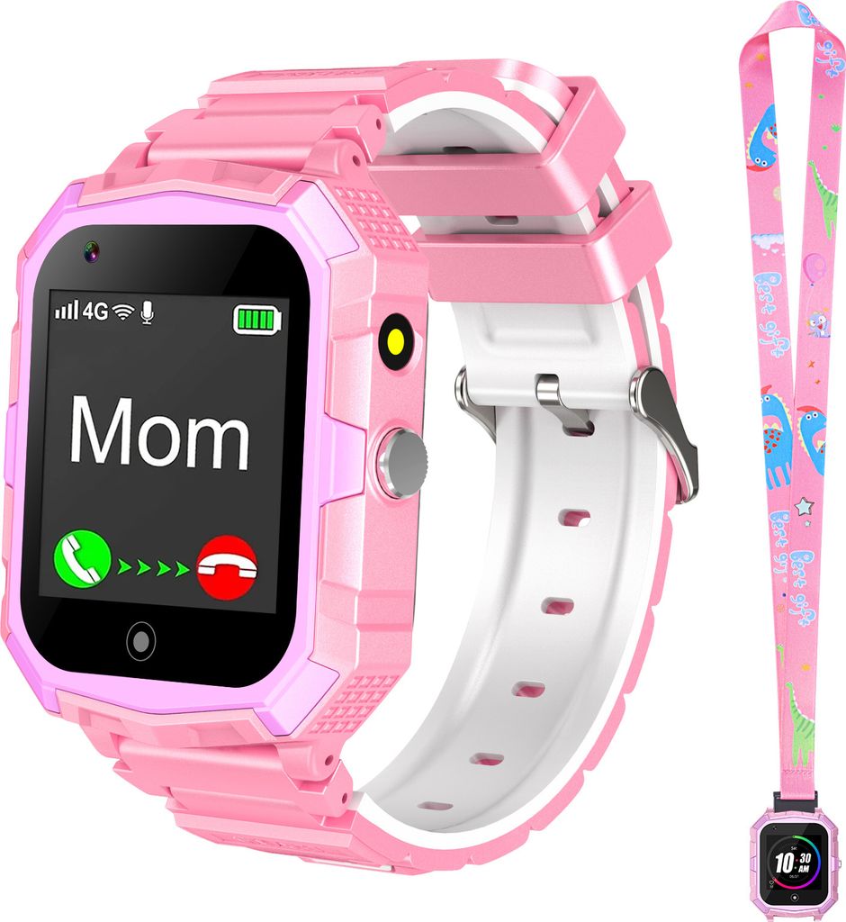 4G Kinder Smart Watch für Jungen Mädchen, Wasserdichtes Smartwatch-Telefon mit GPS WiFi-Videoanruf SOS-Kamera-Armbanduhr für Kinder 3-14 Geburts...