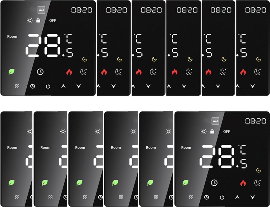 12X Smart Thermostat 3A Digital Raumthermostat Wasserheizungsgeräte Fußbodenheizung, Touchscreen, programmierbare Temperaturregelung, 2 Modus