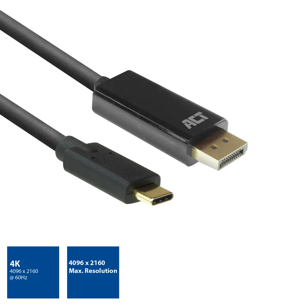 Adaptateur Vidéo USB Type-C DisplayPort 4K - Câble de 2 Mètres Premium
