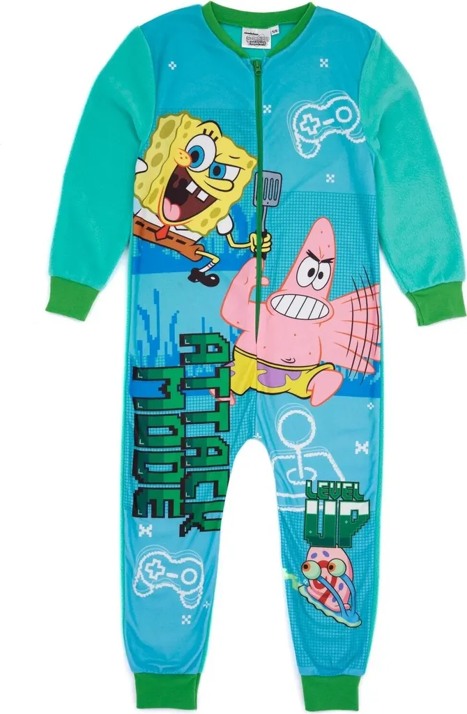 Pyjama Bob l'Éponge Attack Mode pour Enfants NS7120 Bleu et Vert 128