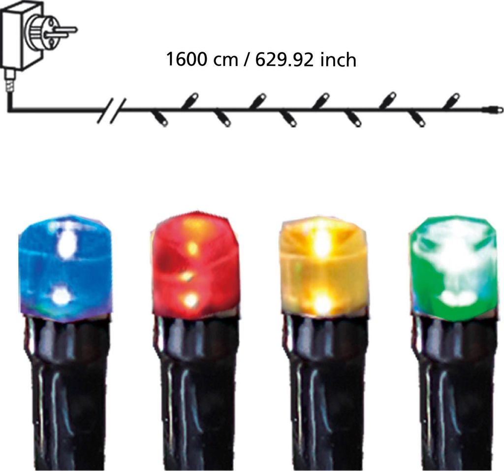 EGLO LED Lichterkette für außen, bunte Außenbeleuchtung, Outdoor-Weihnachtsbaumbeleuchtung mit Kabel, 16 m
