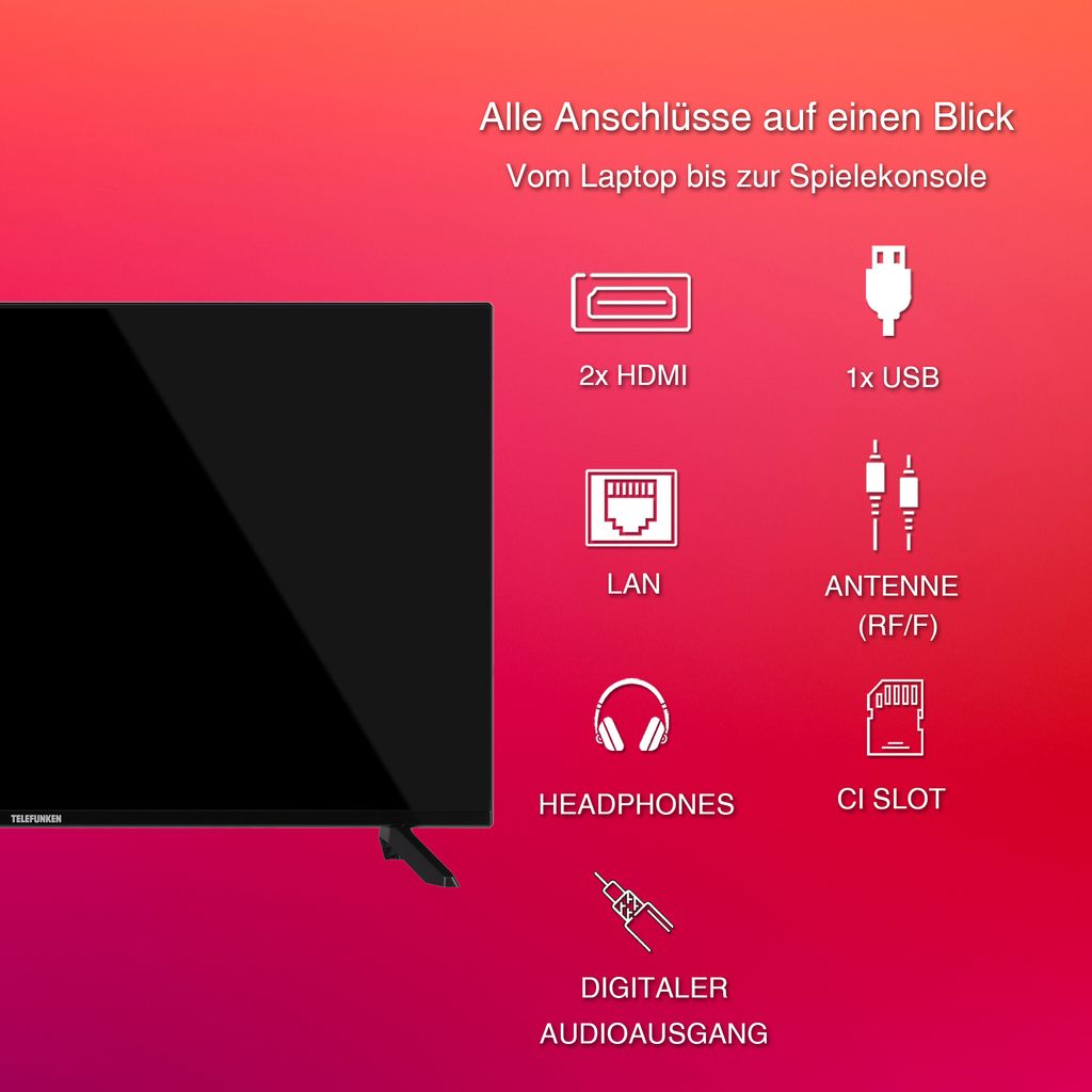 Telefunken D40F751X7CW 40 Zoll Fernseher Smart TV (Full HD, Produktbild 4