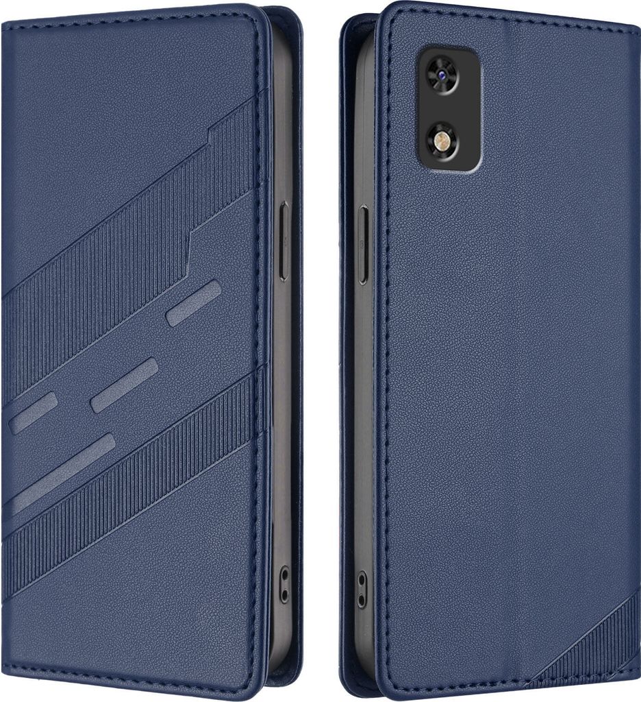 Hülle für Tecno Pop 6C, Kunstleder Brieftaschen Handyhülle mit Kartenfach und Standfunktion Blau