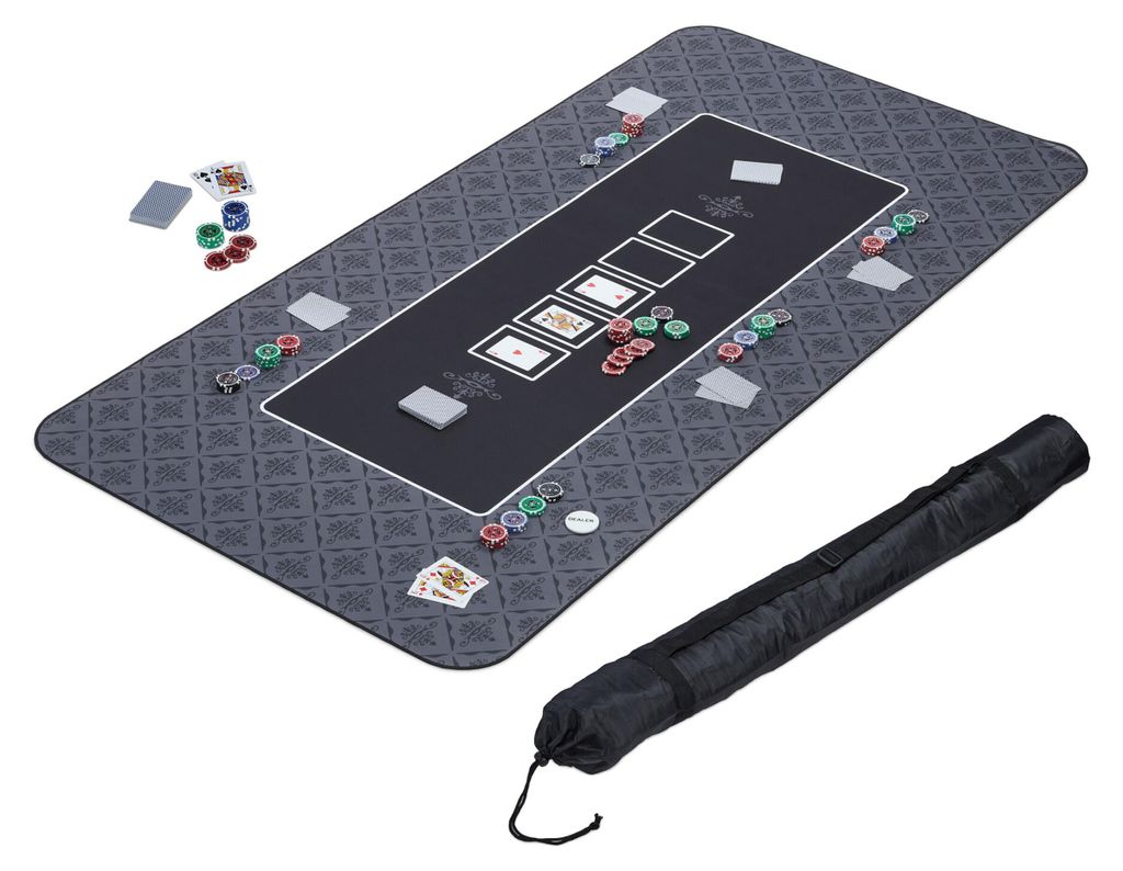 Relaxdays pokerdoek, 180 x 90 cm, Texas Hold'em, grote Productafbeelding 