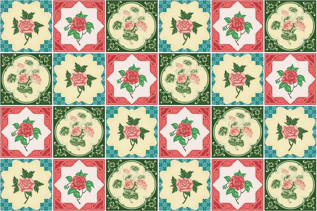 Fliesenaufkleber 20 x 20 cm – 24 Stück – Selbstklebend – Wasserfest – Pflegeleicht – Hitzebeständig – Für Küche & Bad – Florale R...