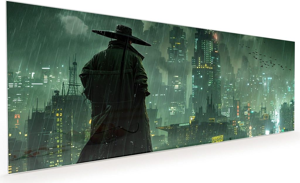 Küchenrückwand Spritzschutz Glas mit Motiv Stadt in Regen 40 x 40 cm