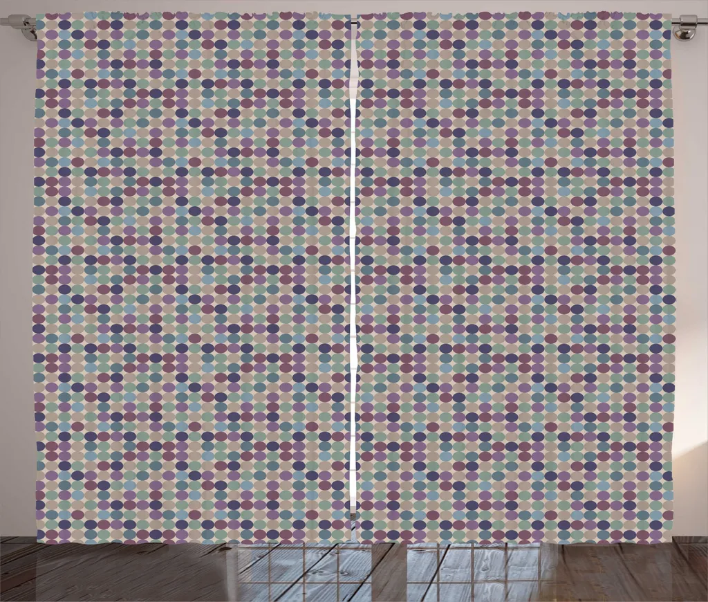 Rideau Rustique Pastel Cercles Vintage ABAKUHAUS 280x225cm Beige