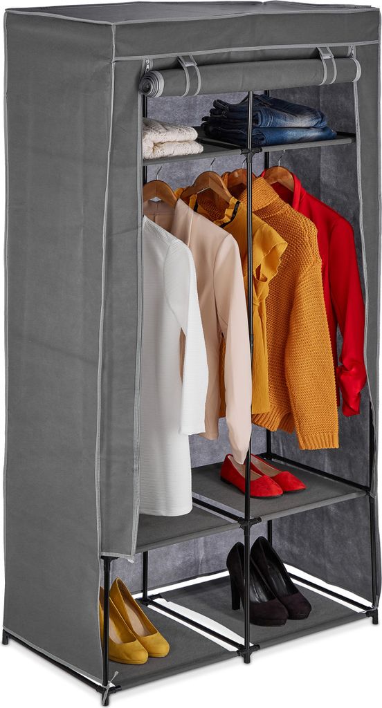 Armoire en tissu avec 6 compartiments 90 x 172 x 45 cm Image du produit 