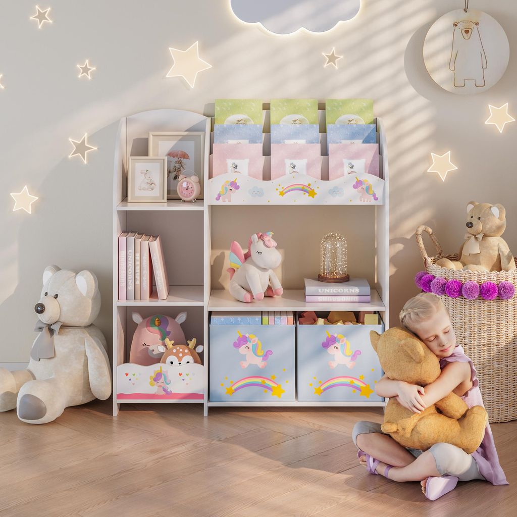 Kinderregal ‘Lysekil’ mit 2 Aufbewahrungsboxen 100 x 93 x Produktbild 