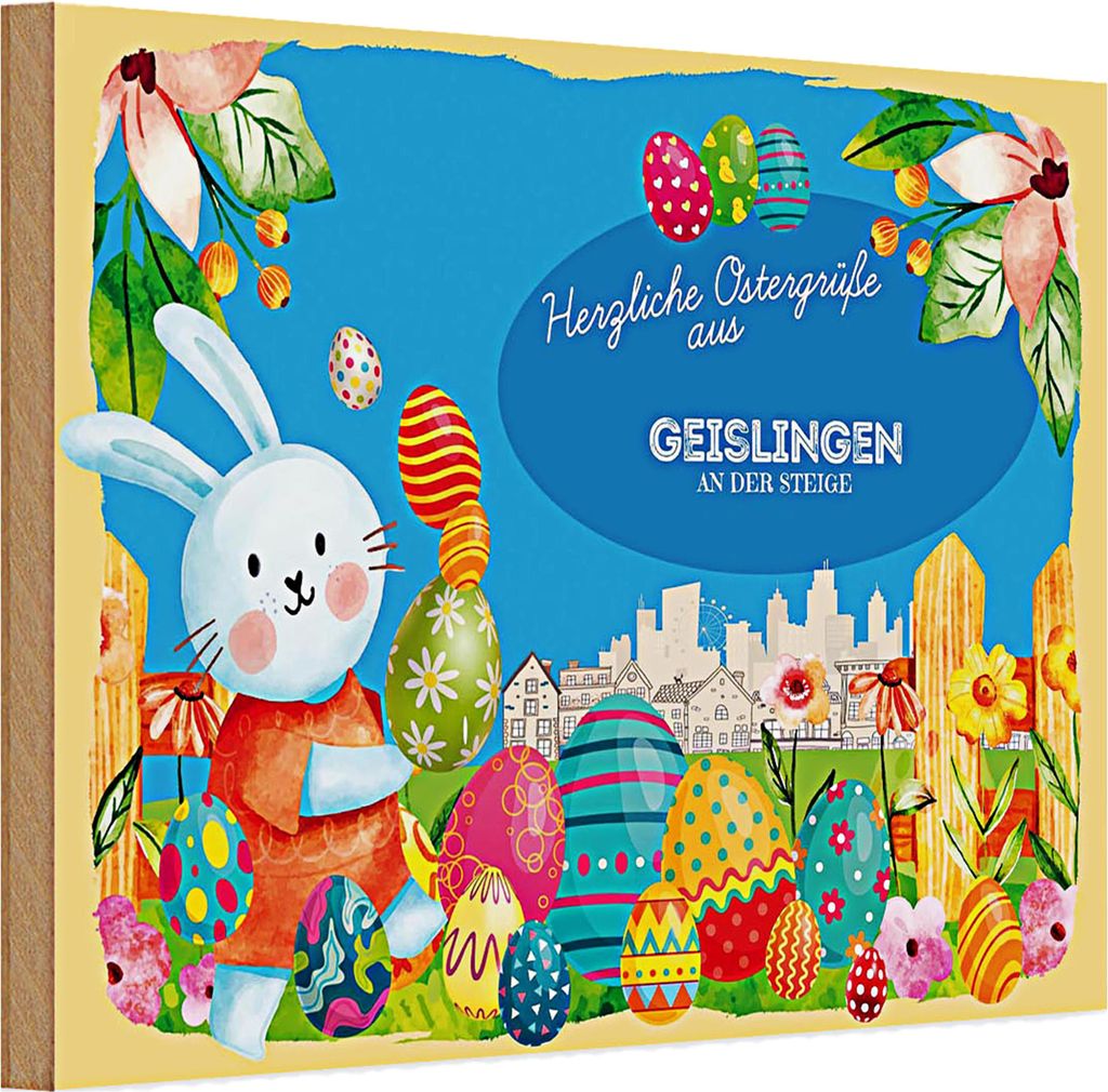 Holzschild Ostern Ostergrüße 30x20cm GEISLINGEN AN DER STEIGE